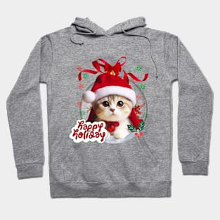 Cute cat in Santa hat happy holidays ,Brafdesign Hoodie